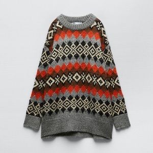 Zara Fair Isle Oversized Sweater